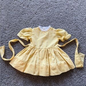 Vintage Yellow Gingham Kids Dress-Martha’s Miniatures